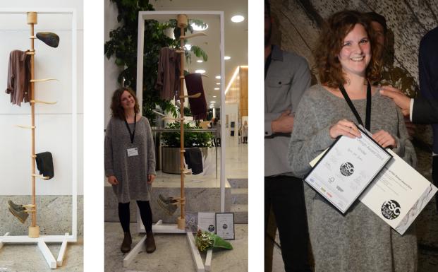 Vinder af FSC Design Award 2014 Sigrid Juel Jensen fra Arkitekt Skolen Aarhus. Vinderdesign: "Skrue"